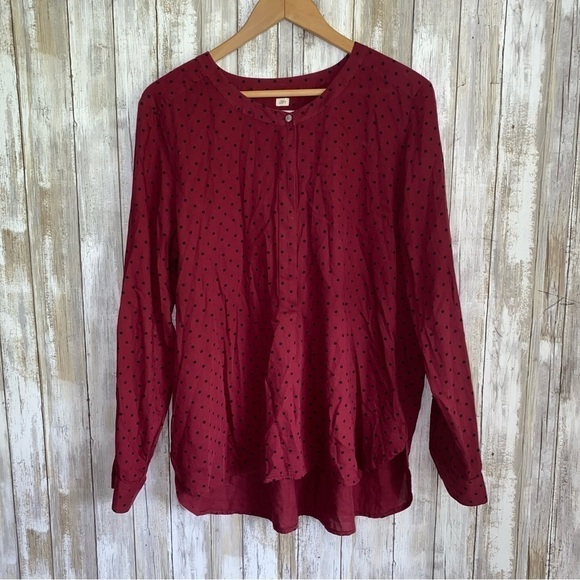 LOFT Tops - Loft The Softened Red Polka Dot Popover